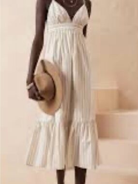 Banana Republic Cream Striped Maxi Sundress